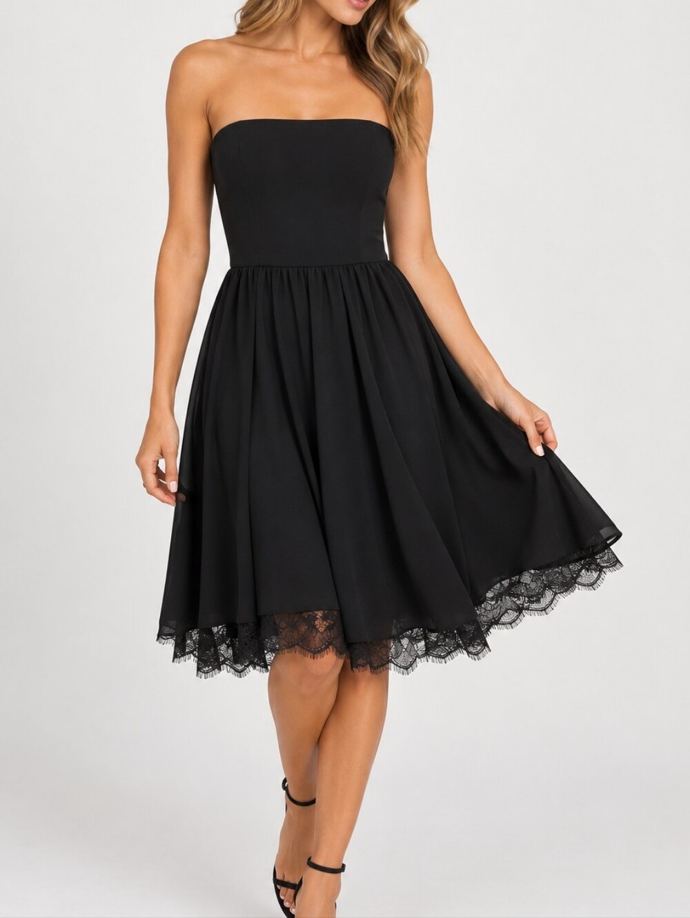 DRESS THE POPULATION | Women’s Black Strapless Evening Dress Size S. NWT